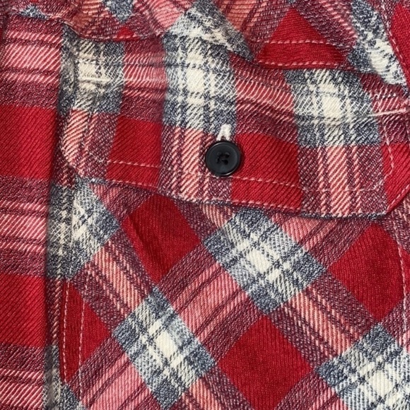 Madewell flannel dress plaid soft cozy pockets xxs oversized fall wear red gray - Picture 5 of 7